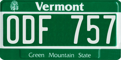 VT license plate ODF757