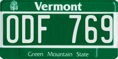 VT license plate ODF769