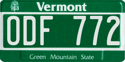 VT license plate ODF772