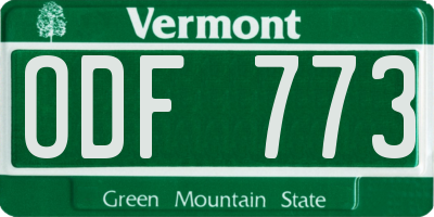VT license plate ODF773