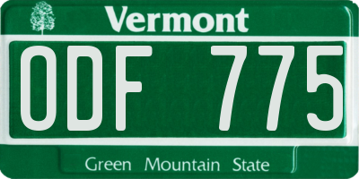 VT license plate ODF775