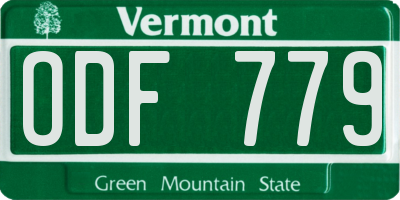 VT license plate ODF779
