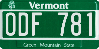 VT license plate ODF781