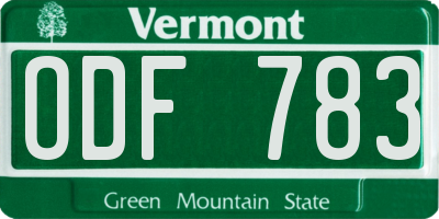 VT license plate ODF783
