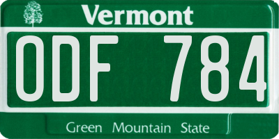 VT license plate ODF784
