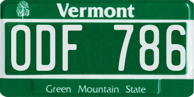 VT license plate ODF786
