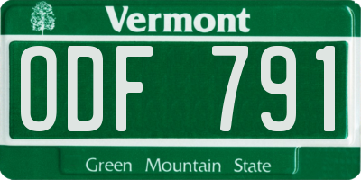 VT license plate ODF791