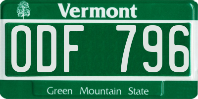 VT license plate ODF796