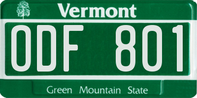 VT license plate ODF801