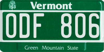 VT license plate ODF806