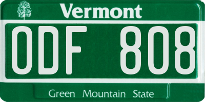 VT license plate ODF808