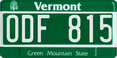 VT license plate ODF815