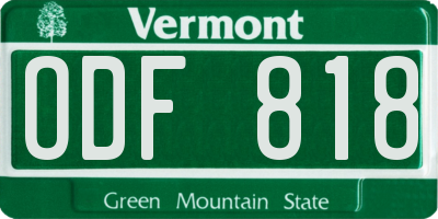 VT license plate ODF818