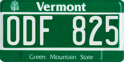 VT license plate ODF825