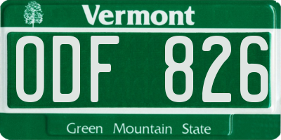 VT license plate ODF826