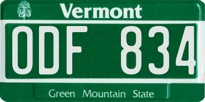 VT license plate ODF834