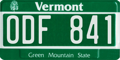 VT license plate ODF841