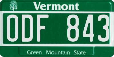 VT license plate ODF843