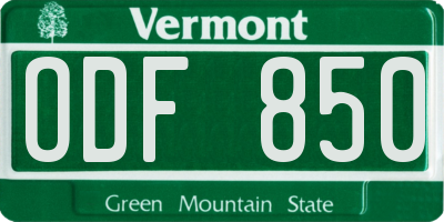 VT license plate ODF850