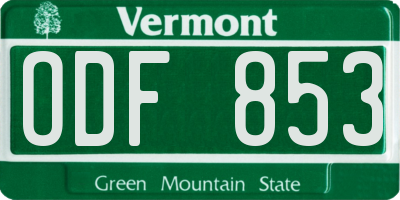VT license plate ODF853