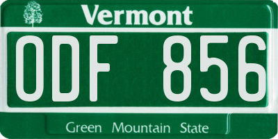 VT license plate ODF856