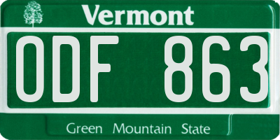 VT license plate ODF863