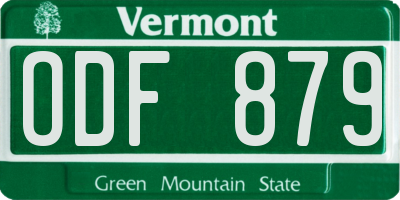 VT license plate ODF879