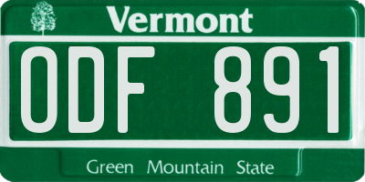 VT license plate ODF891