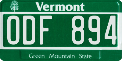 VT license plate ODF894
