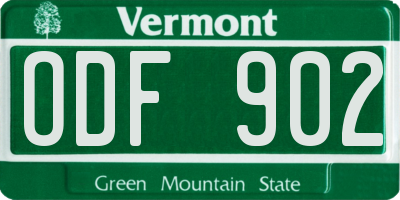 VT license plate ODF902