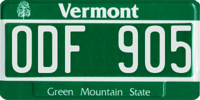 VT license plate ODF905