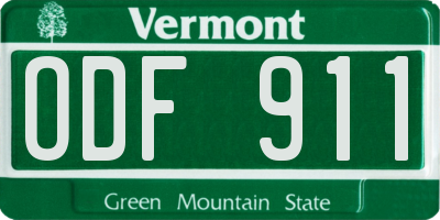 VT license plate ODF911