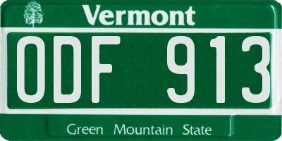 VT license plate ODF913