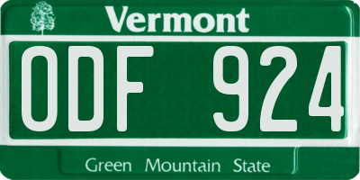 VT license plate ODF924