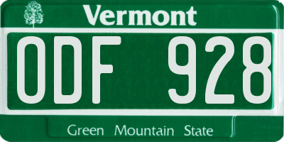 VT license plate ODF928