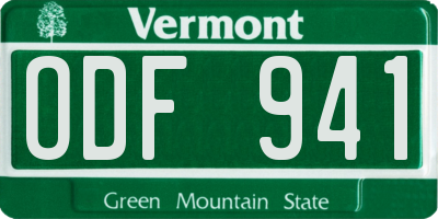 VT license plate ODF941