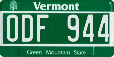 VT license plate ODF944