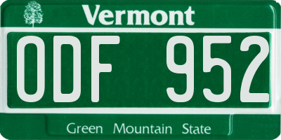 VT license plate ODF952
