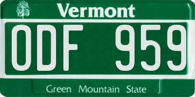 VT license plate ODF959