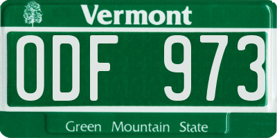 VT license plate ODF973