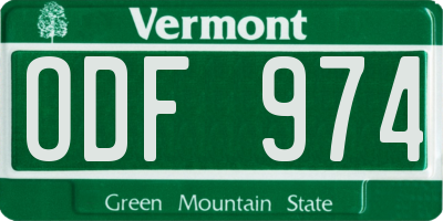 VT license plate ODF974