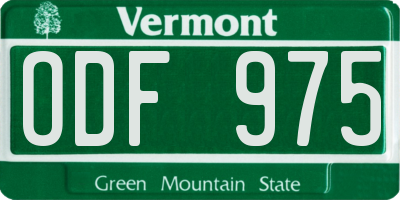 VT license plate ODF975