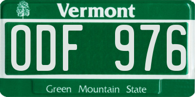 VT license plate ODF976