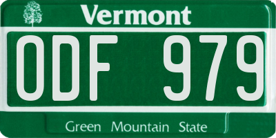VT license plate ODF979