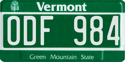 VT license plate ODF984