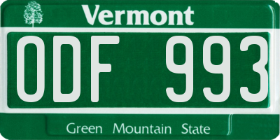 VT license plate ODF993