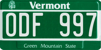 VT license plate ODF997