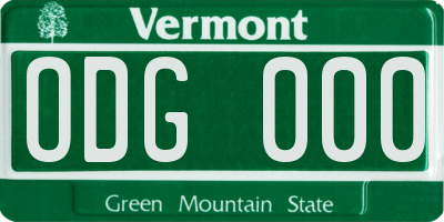 VT license plate ODG000