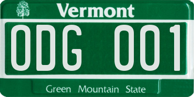 VT license plate ODG001