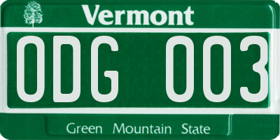 VT license plate ODG003